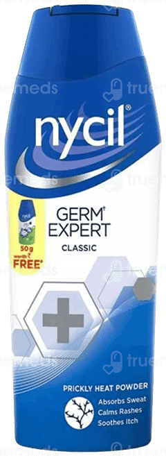 Nycil Germ Expert Classic Prickly Heat Powder 150Gm With 50Gm Free Nycil Germ Expert Classic Prickly Heat Powder 150Gm With 50Gm Free