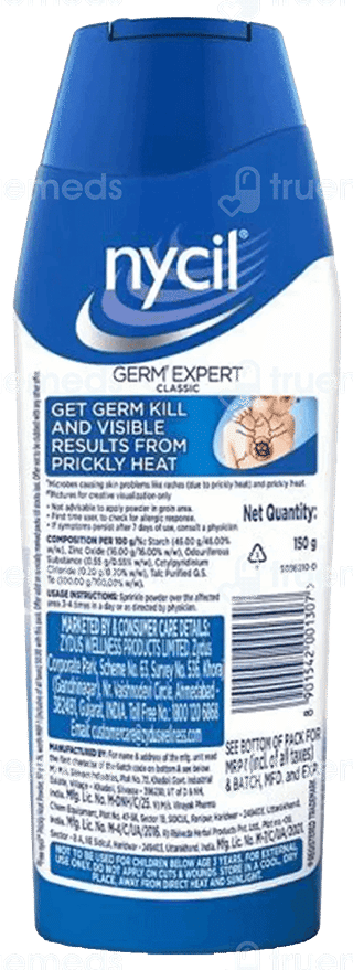 Nycil Germ Expert Classic Prickly Heat Powder 150Gm With 50Gm Free