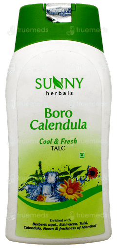Sunny Herbals Boro Calendula Cool And Fresh Talc 100gm Sunny Herbals Boro Calendula Cool And Fresh Talc 100gm