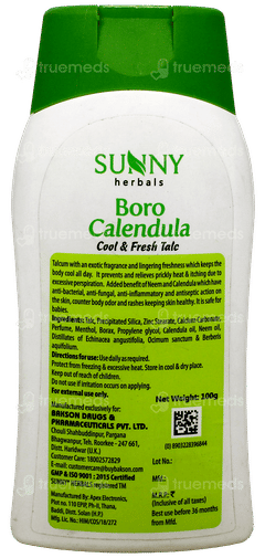 Sunny Herbals Boro Calendula Cool And Fresh Talc 100Gm