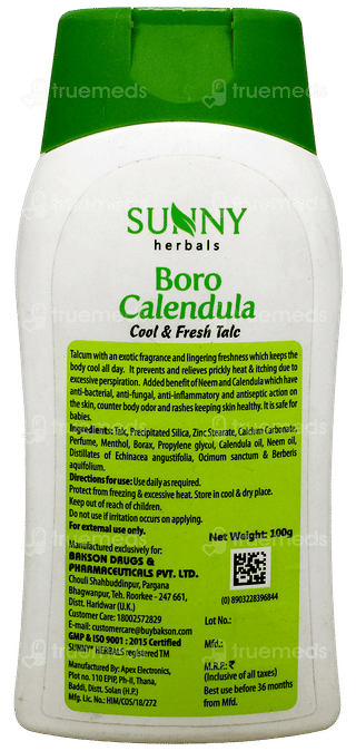 Sunny Herbals Boro Calendula Cool And Fresh Talc 100Gm