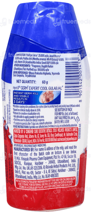 Nycil Germ Expert Cool Gulabjal Prickly Heat Powder 150Gm With 60Gm Free