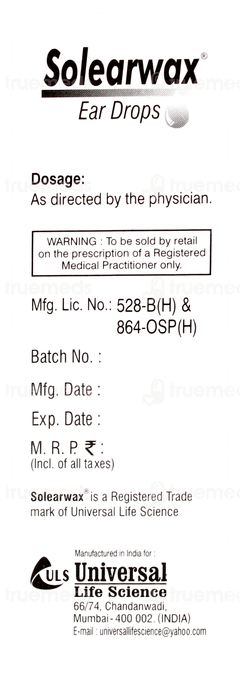 Solearwax Ear Drops 10ml Solearwax Ear Drops 10ml