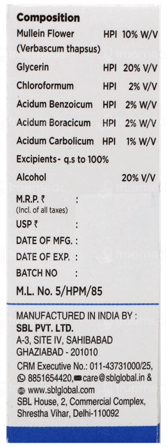 Sbl Mullein Ear Drops 10Ml