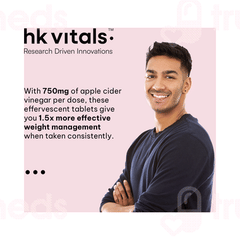 Healthkart Hk Vitals Apple Cider Vinegar 750mg Watermelon Flavour Effervescent Tablet 15