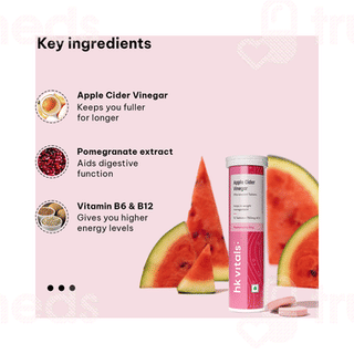 Healthkart Hk Vitals Apple Cider Vinegar 750mg Watermelon Flavour Effervescent Tablet 15