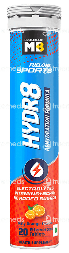 Muscleblaze Mb Fuel One Sports Hydr8 Rehydration Formula Zesty Orange Flavour No Added Sugar Effervescent Tablet 20 Muscleblaze Mb Fuel One Sports Hydr8 Rehydration Formula Zesty Orange Flavour No Added Sugar Effervescent Tablet 20