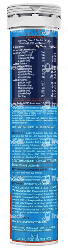 Muscleblaze Mb Fuel One Sports Hydr8 Rehydration Formula Zesty Orange Flavour No Added Sugar Effervescent Tablet 20