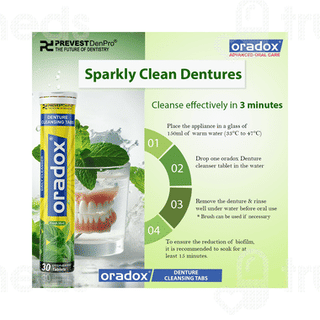 Oradox Denture Cleansing Fresh Mint Effervescent Tablet 30