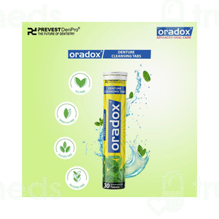 Oradox Denture Cleansing Fresh Mint Effervescent Tablet 30