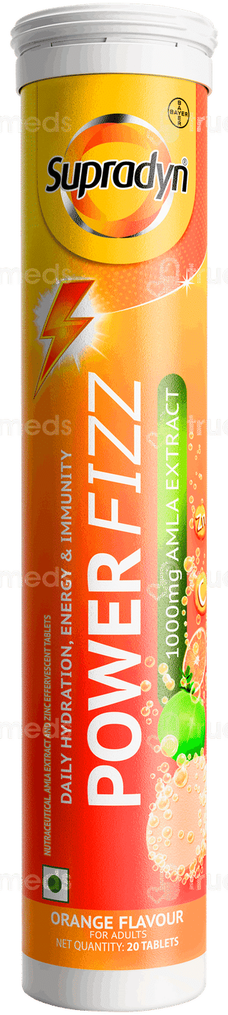 Supradyn Power Fizz Orange Falvour 1000mg Amla Extract Effervescent Tablet 20
