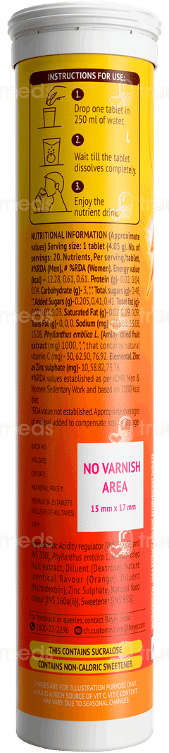 Supradyn Power Fizz Orange Falvour 1000mg Amla Extract Effervescent Tablet 20