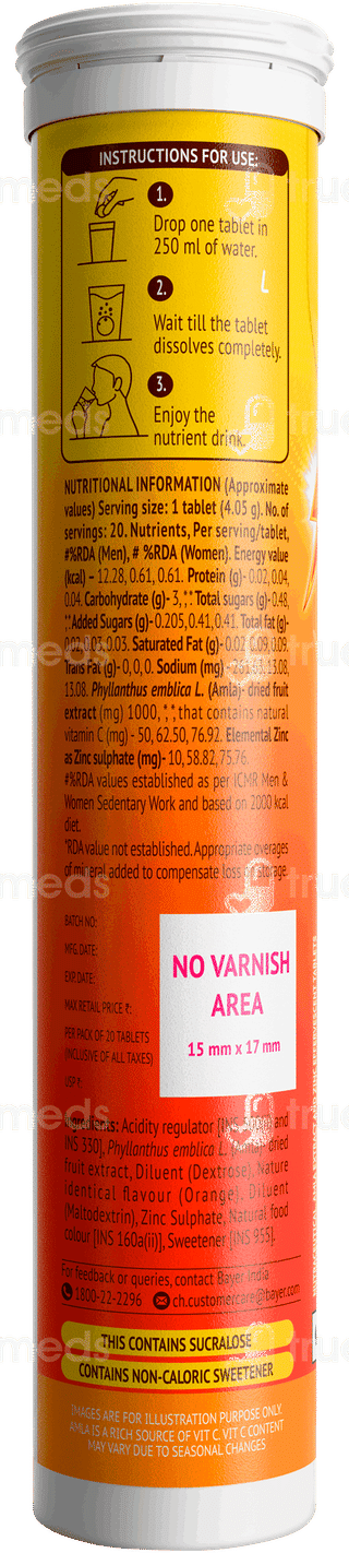 Supradyn Power Fizz Orange Falvour 1000mg Amla Extract Effervescent Tablet 20