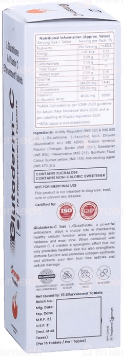 Glutaderm C Orange Flavour Effervescent Tablet 15