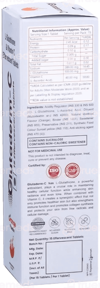 Glutaderm C Orange Flavour Effervescent Tablet 15