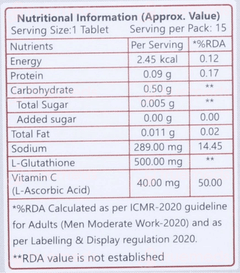 Glutaderm C Orange Flavour Effervescent Tablet 15