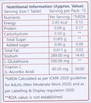Glutaderm C Orange Flavour Effervescent Tablet 15