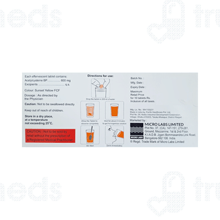 Pulmucus 600 Orange Flavour Effervescent Tablet 10