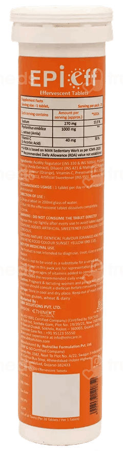 Epieff Vitamin C Orange Flavour Effervescent Tablet 20