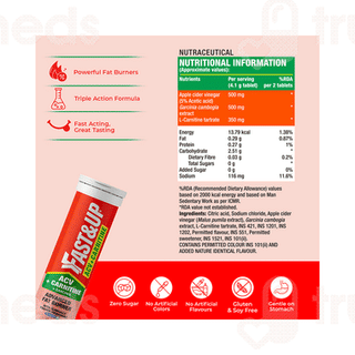 Fast&Up Acv+Carnitine Lemon Flavour Zero Sugar Effervescent Tablet 15
