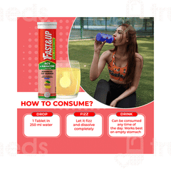 Fast&Up Acv+Carnitine Lemon Flavour Zero Sugar Effervescent Tablet 15