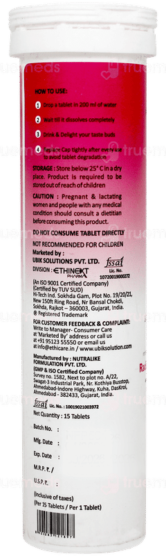 Ethiglo Et Orange Flavour No Added Sugar Effervescent Tablet 15