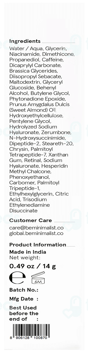 Minimalist Vitamin K + Retinal 01% Eye Cream 14Gm