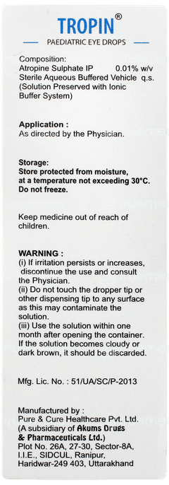 Tropin Paediatric Eye Drops 5ml