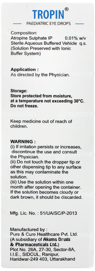 Tropin Paediatric Eye Drops 5ml
