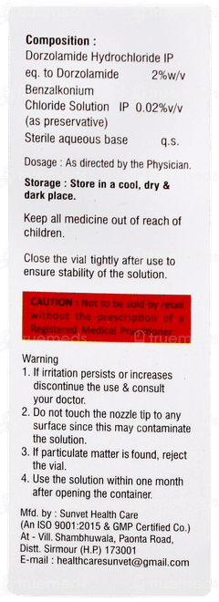 Dorzid Eye Drops 5ml Dorzid Eye Drops 5ml