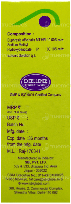 Sbl Euphrasia 10% Eye Drops 10Ml