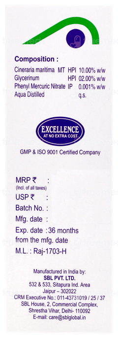 Sbl Cineraria Maritima 10% Eye Drops 10ml