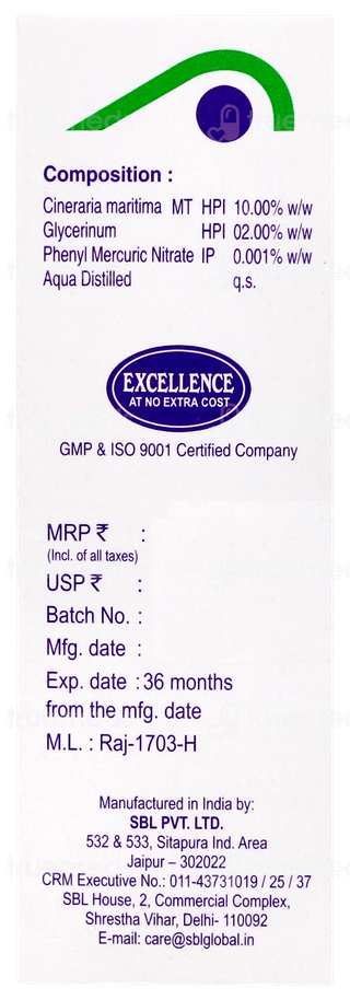 Sbl Cineraria Maritima 10% Eye Drops 10ml