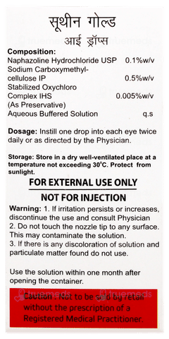 Suthin Gold Bkc Free Eye Drops 10ml