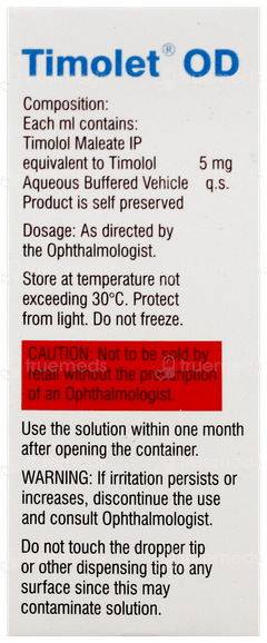 Timolet Od Bkc Free Eye Drops 3Ml