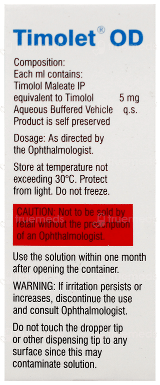 Timolet Od Bkc Free Eye Drops 3Ml