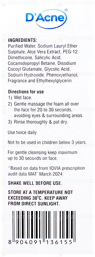 D Acne Foaming Face Wash 60ml