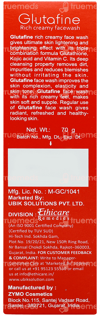 Glutafine Rich Creamy Face Wash 70gm