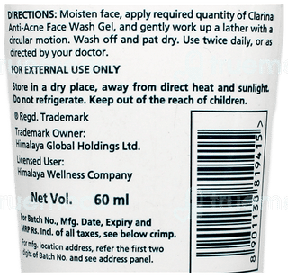 Himalaya Clarina Anti Acne Face Wash Gel 60Ml
