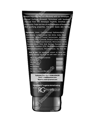 Qraa Men Himalayan Activated Bamboo Charcoal Purifying Face Wash For Deep Cleansing  100 GM