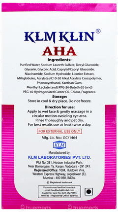 Klm Klin Aha Face Wash Gel 150ml