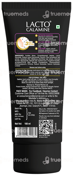 Lacto Calamine Activated Charcoal Face Wash 100 ML