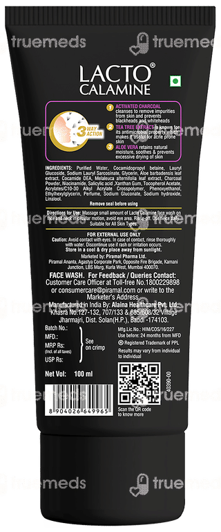 Lacto Calamine Activated Charcoal Face Wash 100 ML