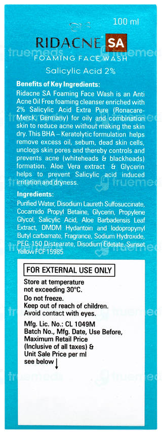 Ridacne Sa Foaming Face Wash 100ml