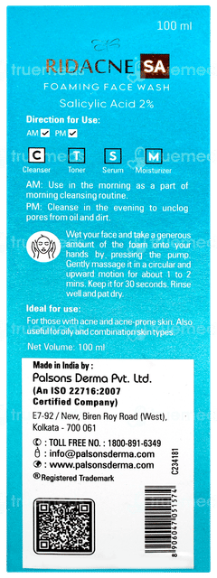 Ridacne Sa Foaming Face Wash 100ml