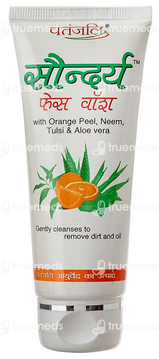 Patanjali Saundraya Orange Peel Neem Tulsi And Aloe Vera  Face Wash 60gm