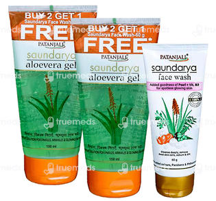 Patanjali Saundarya Aloe Vera Gel Buy 2 Get 1 Free Facewash 150ml