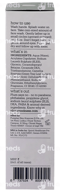 Plum Green Tea Pore Cleansing Face Wash 75 ML