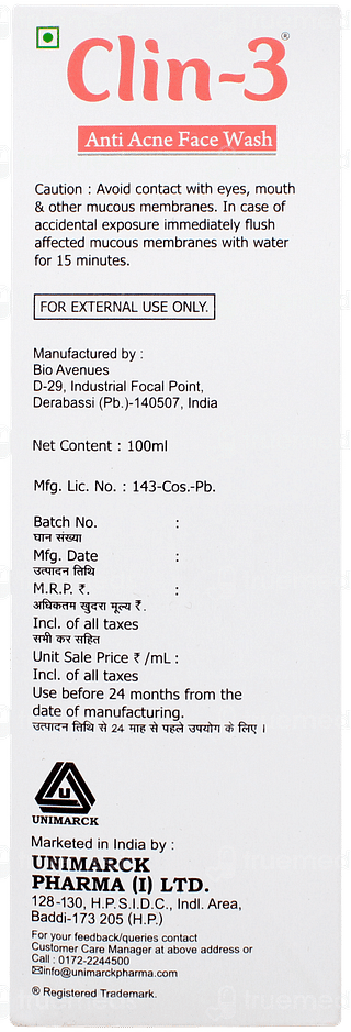 Clin 3 Face Wash 100ml