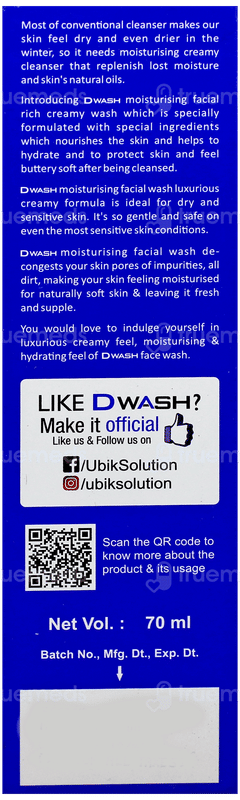 Dwash Moisturising Facial Wash 70Ml